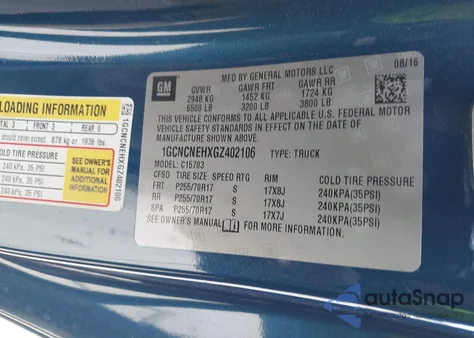 2016 Chevrolet Silverado 1500 Ls z USA, uszkodzony, nr VIN 1GCNCNEHXGZ402106